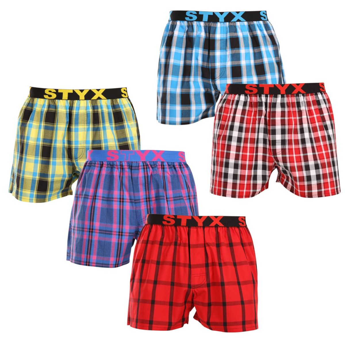 Styx 5PACK pánské trenky sportovní guma vícebarevné (5B103135) L