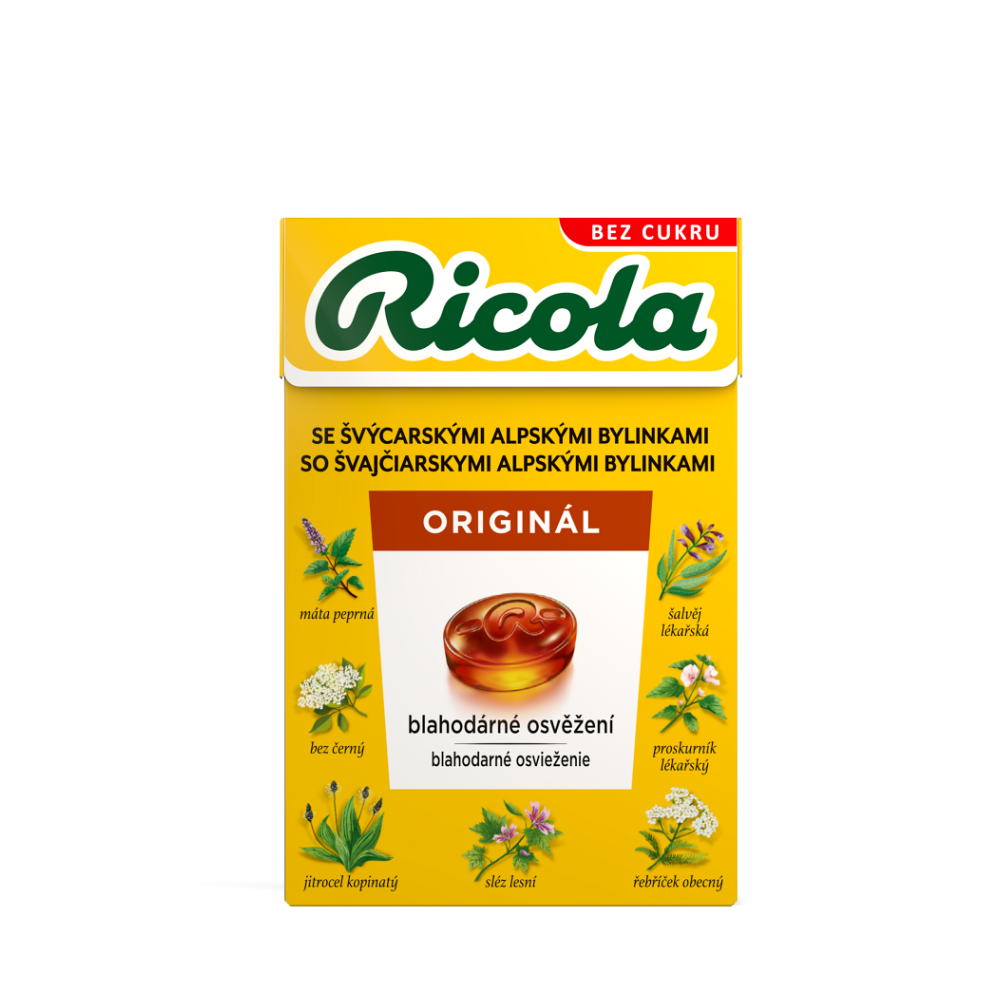 RICOLA Bylinné bonbóny bez cukr originální bylinná směs 40 g