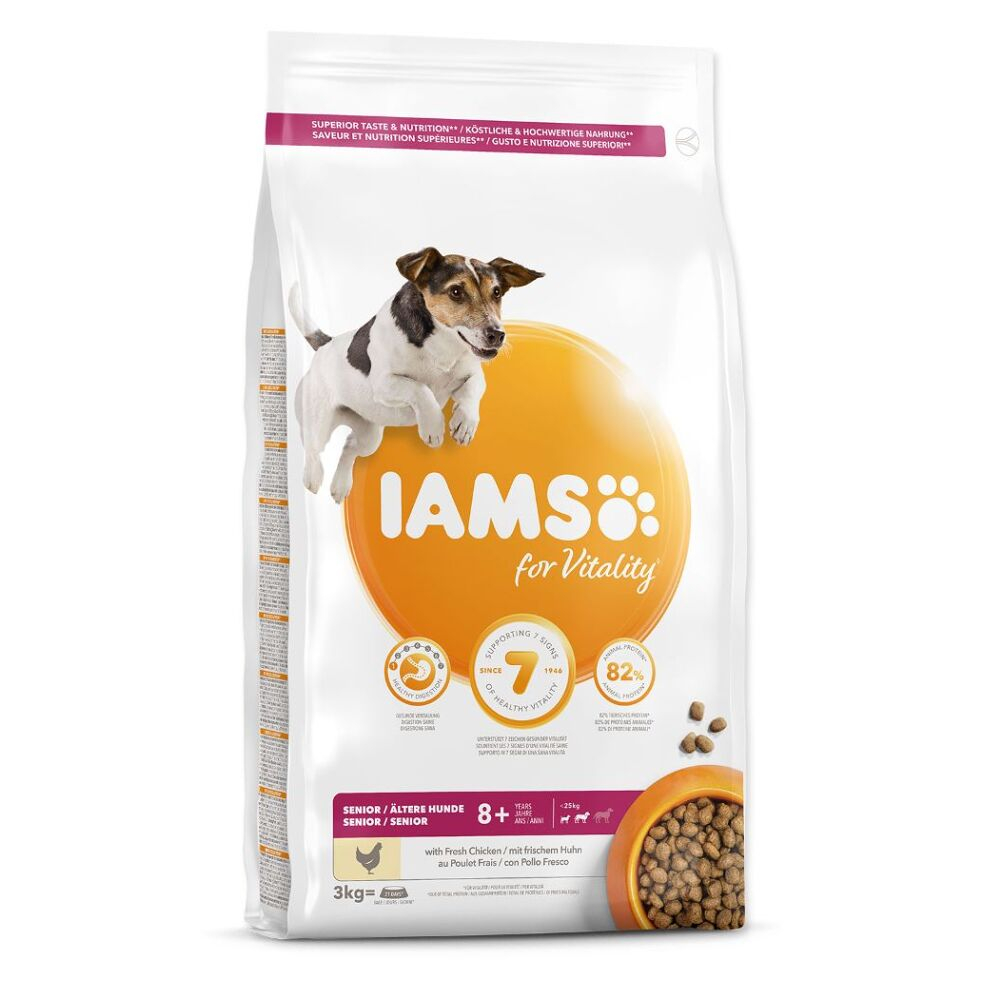 IAMS Dog Senior Small & Medium Chicken granule pro psy, Hmotnost balení (g): 12 kg