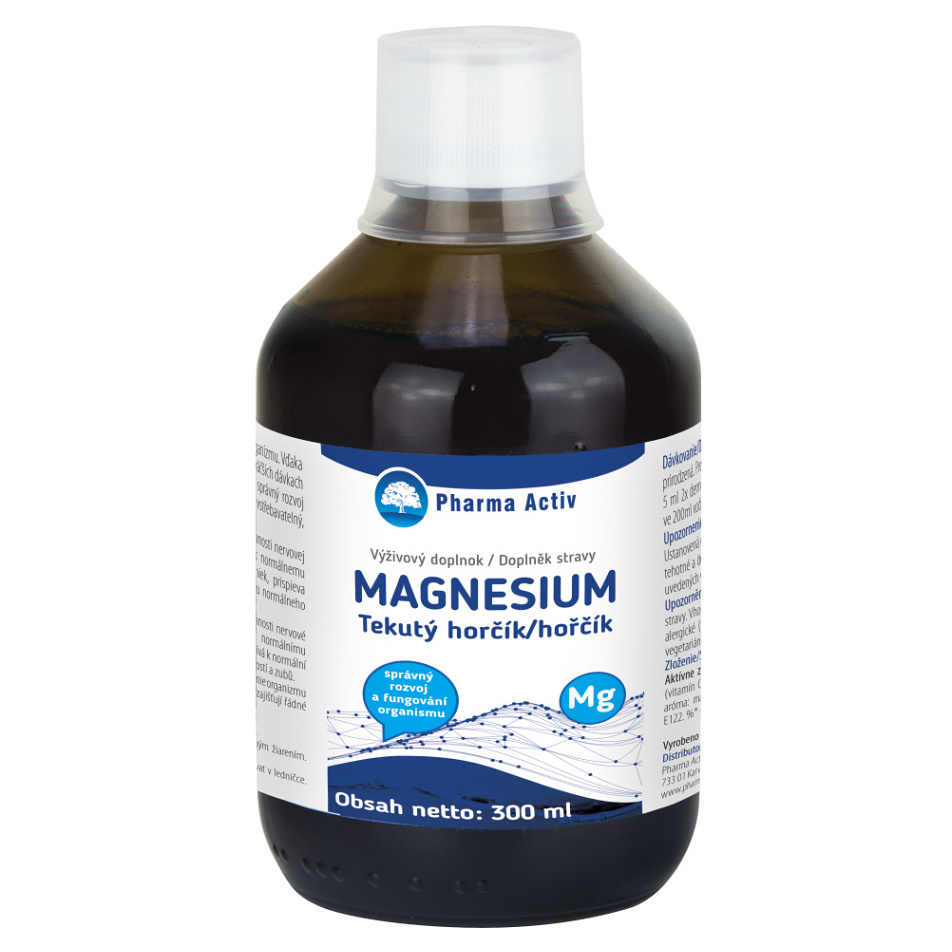 PHARMA ACTIV Tekutý hořčík + vitamín C s malinovou příchutí 300 ml