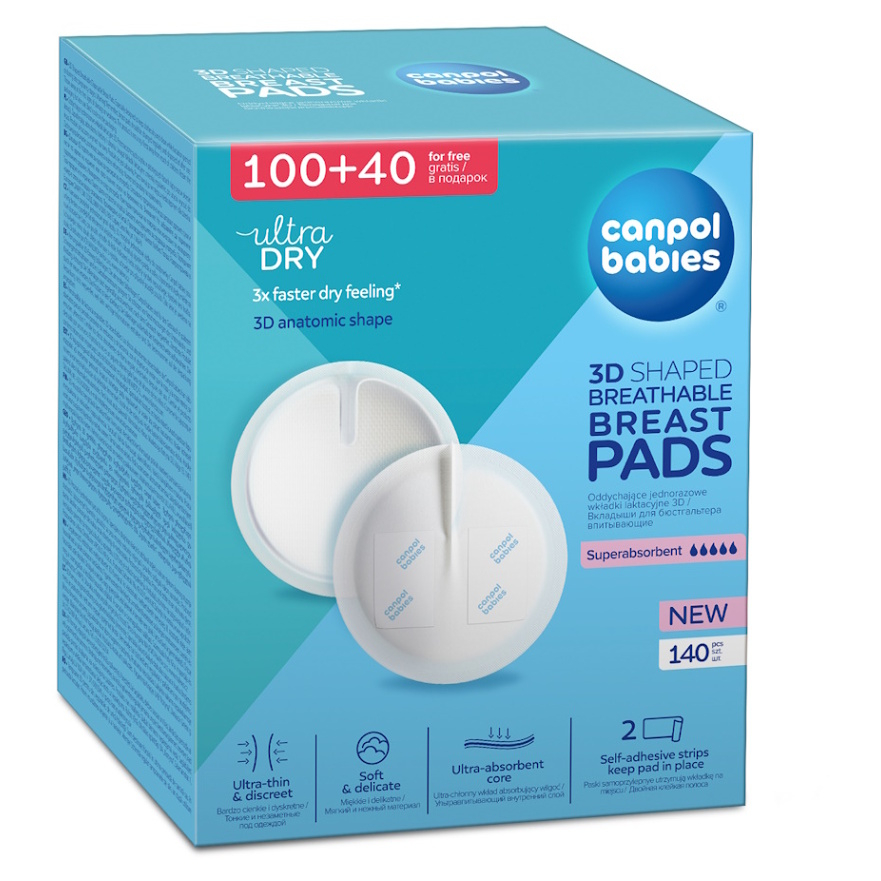 Canpol babies Tvarované prodyšné vložky do podprsenky 3D 100+40ks