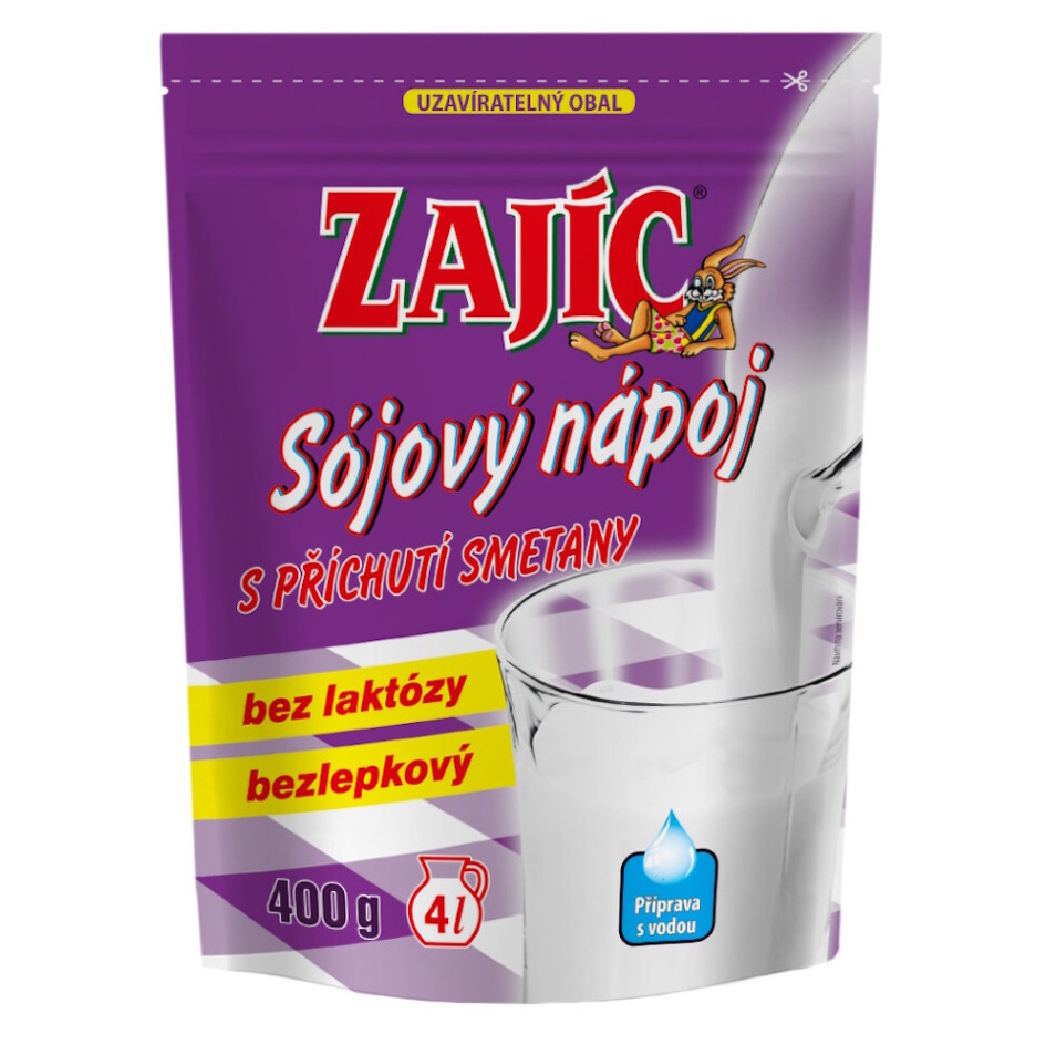 ZAJÍC Sójový nápoj s příchutí smetany sáček 400 g