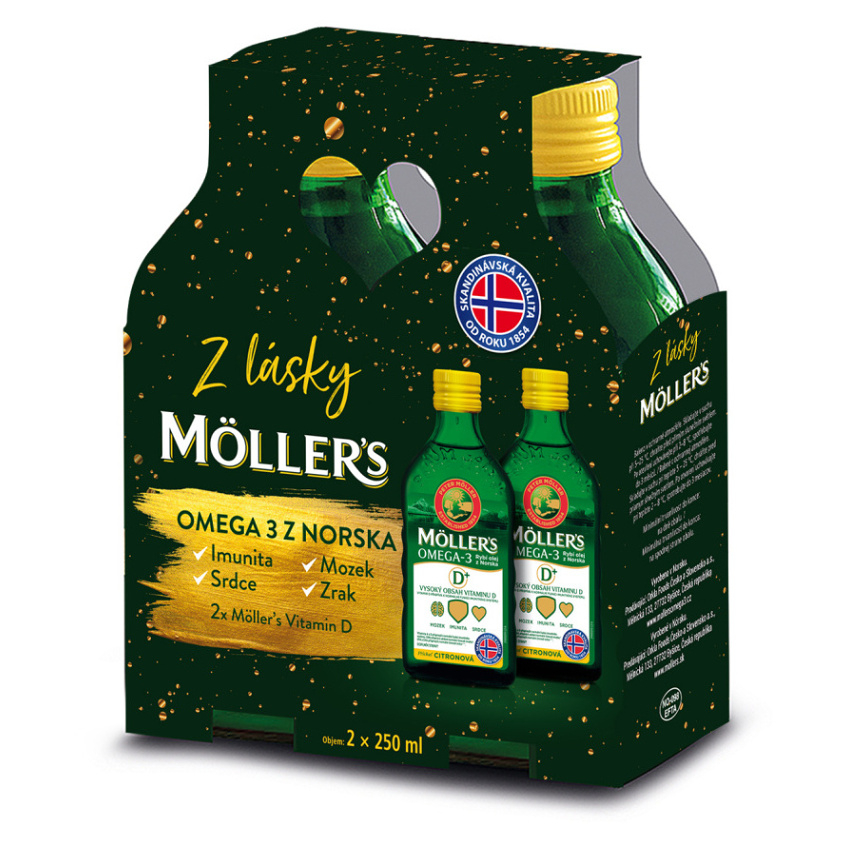 Mollers Omega 3 D+ dárkové balení 2x 250ml