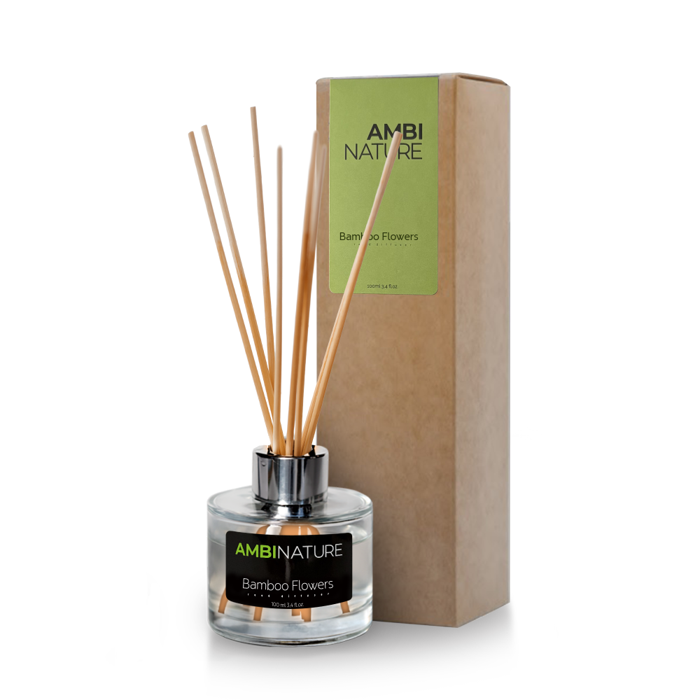 Ambinature Tyčinkový difuzér BAMBOO FLOWERS MIKADO 100 ml Černá