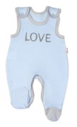 Baby Nellys Kojenecké bavlněné dupačky  Love - modré vel.  68