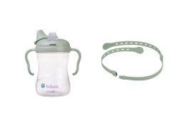 B.BOX Hrneček s pítkem 240 ml + Univerzální silikonový pásek - set zelený