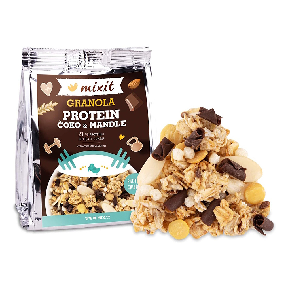 MIXIT Proteinová granola z pece čokoláda a mandle do kapsy 70 g