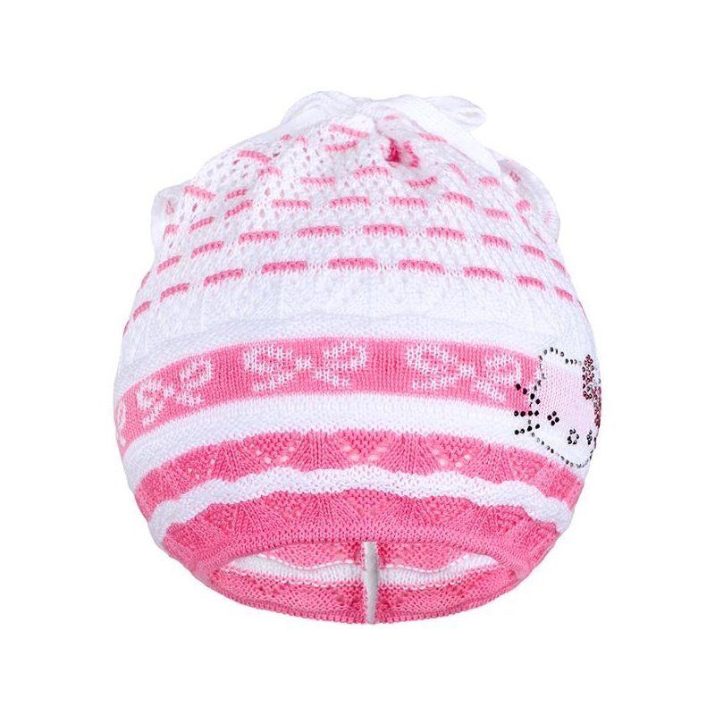 New Baby Pletená čepička-šátek  kočička růžová, vel. 104 (3-4r)