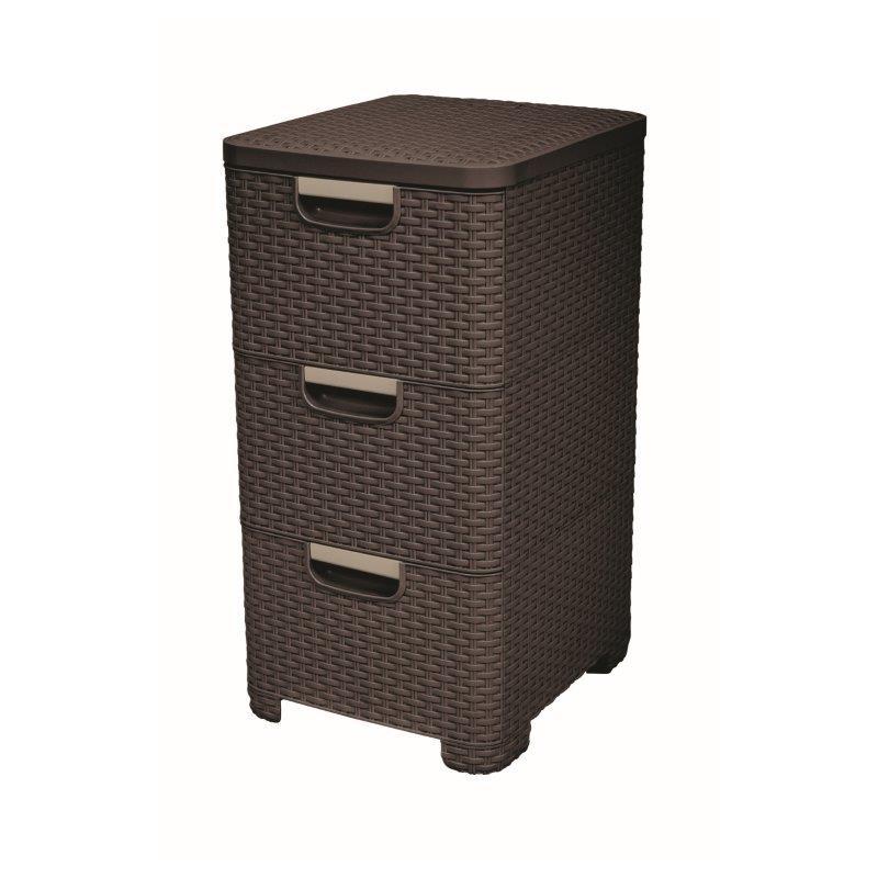 Curver Regál Style 3x14L se zásuvkami tmavě hnědý
