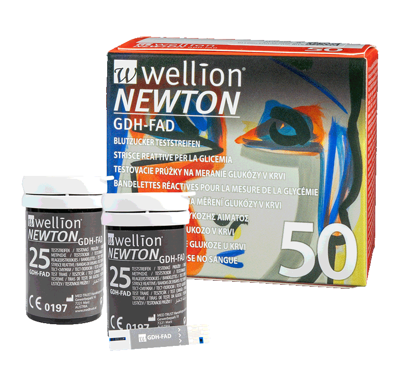 Wellion Newton testovací proužky ke glukometru Wellion Newton GDH-FAD, 50 kusů