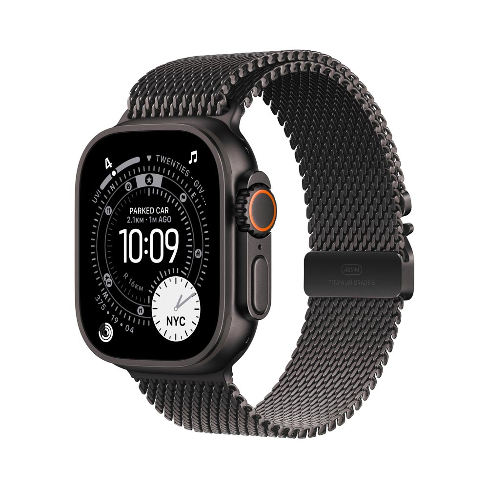 Apple Watch Ultra3 49 mm milánský řemínek černý M chytré hodinky