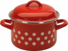 METALAC Hrnec s poklicí červený, puntík 24cm 6,75lt