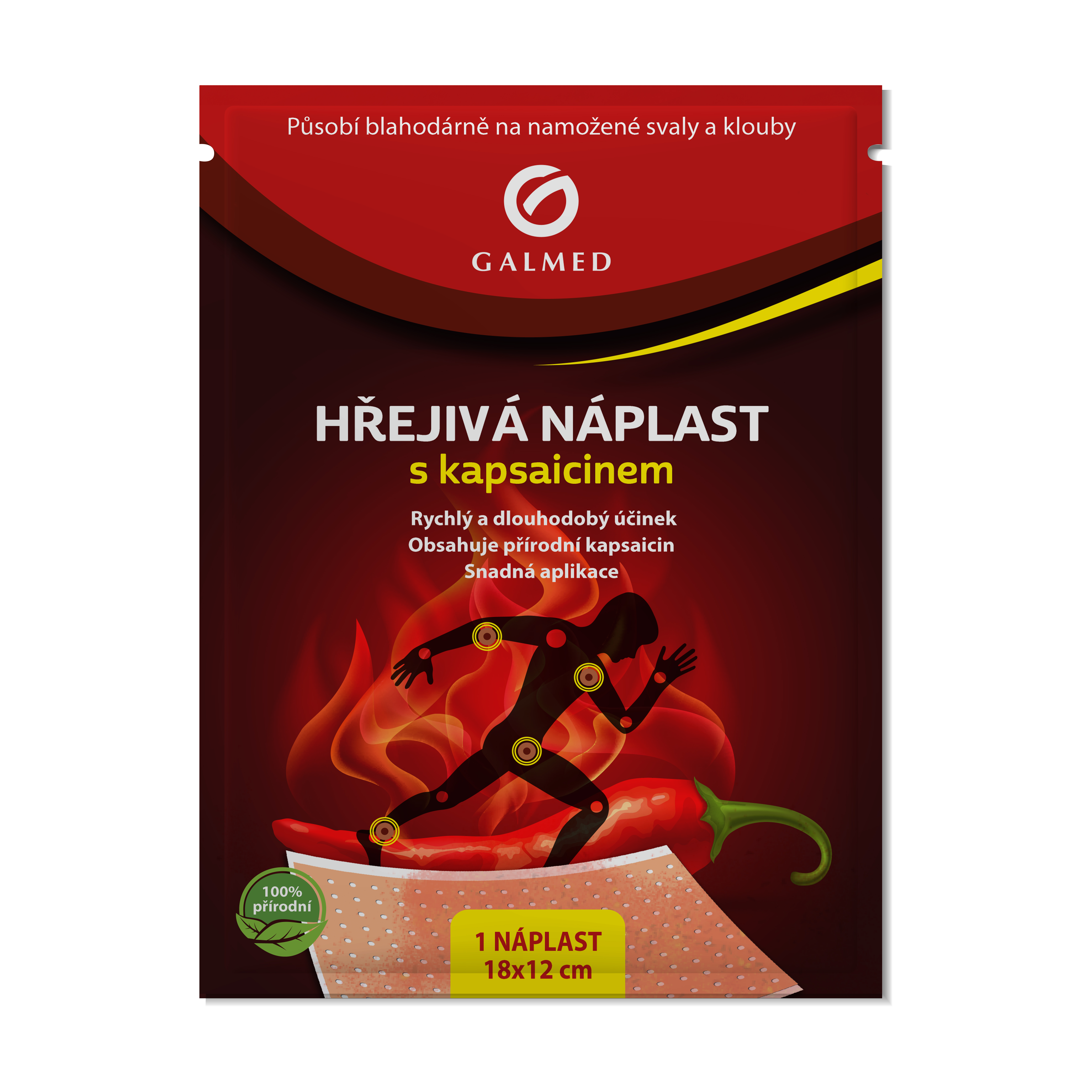 Hřejivá náplast s kapsaicinem 18x12cm 1ks Galmed