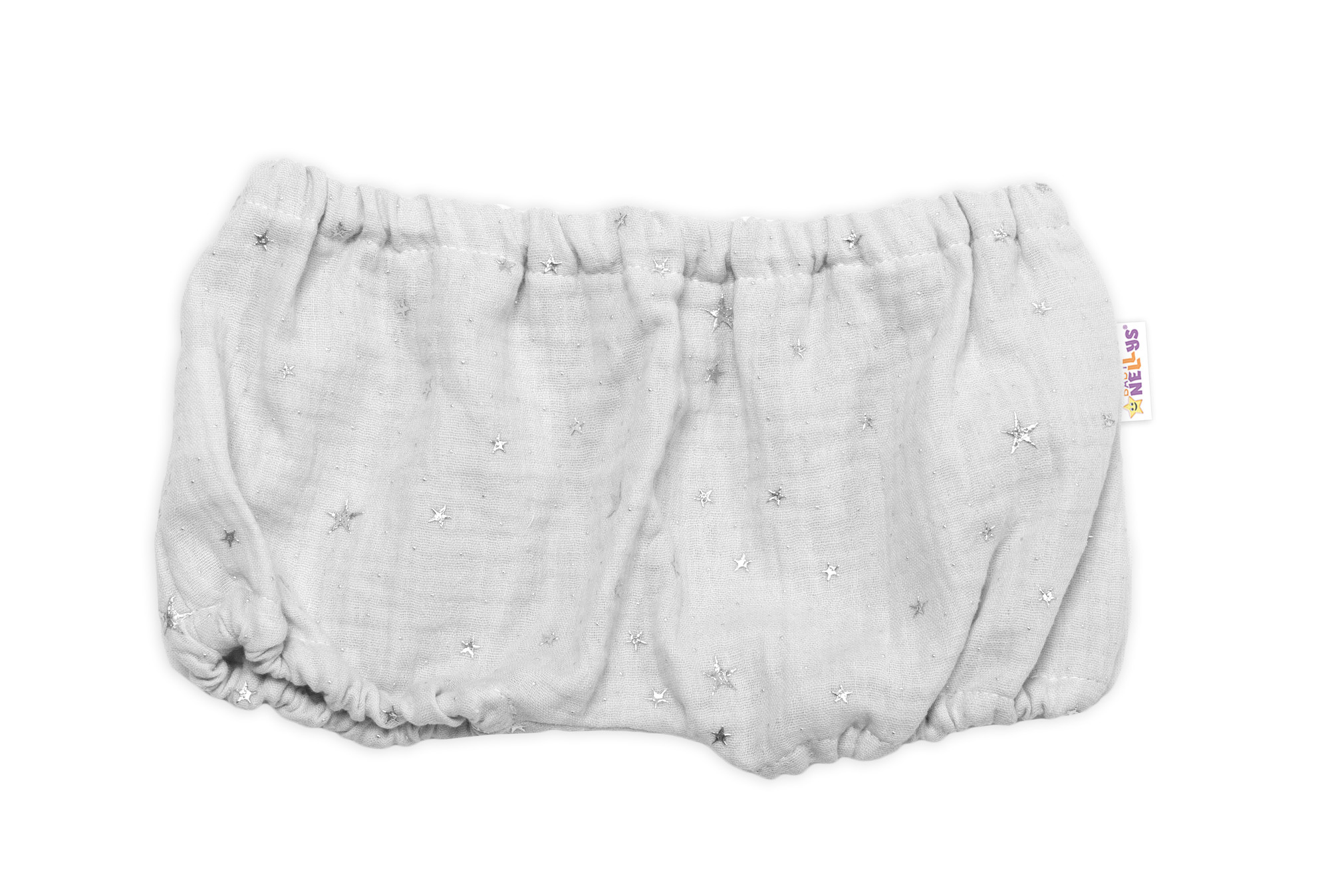 Baby Nellys Mušelínové letní kraťasky Stars, šedé, vel. 80/86 vel.  80/86