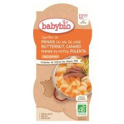 BABYBIO Pastinák s máslovou dýní, kachnou a polentou 2x200 g