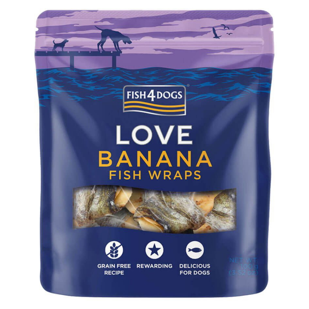 Fish4Dogs Pamlsky pro psy LOVE rybí závitky s banánem 100 g