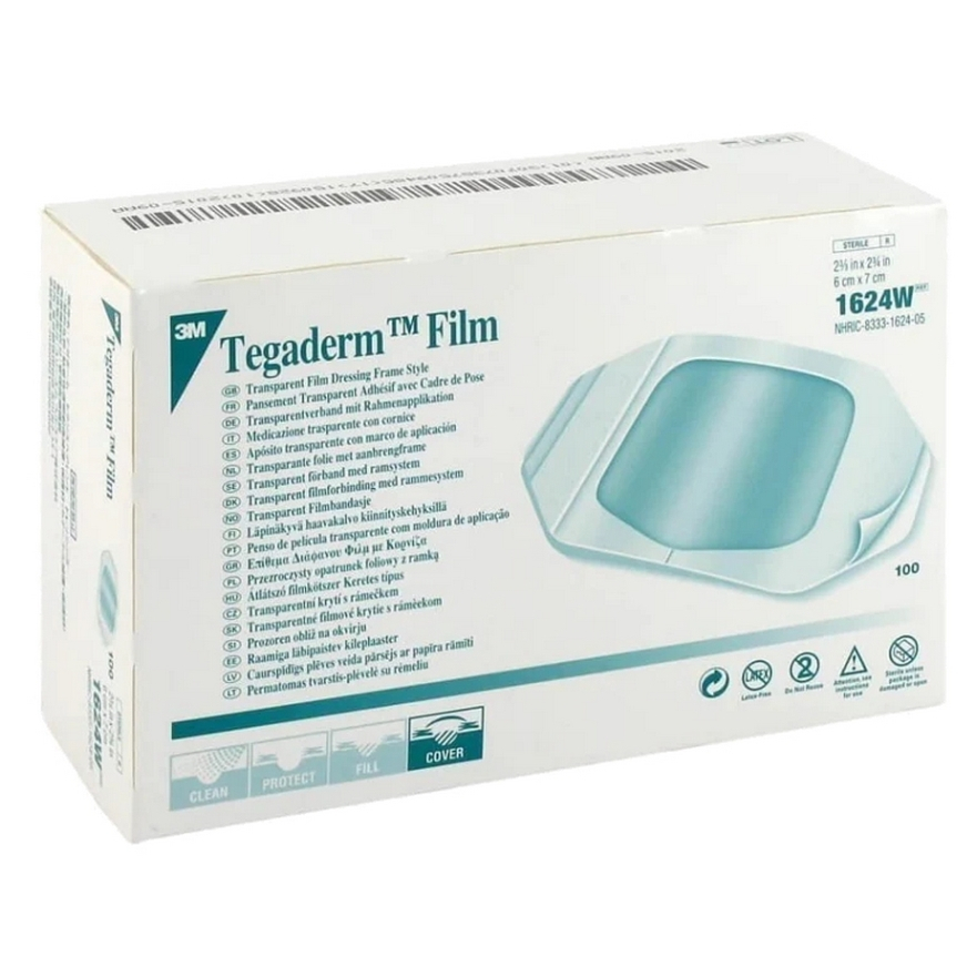 3M Tegaderm transparentní převazovací fólie 6x7cm 1624W 100ks