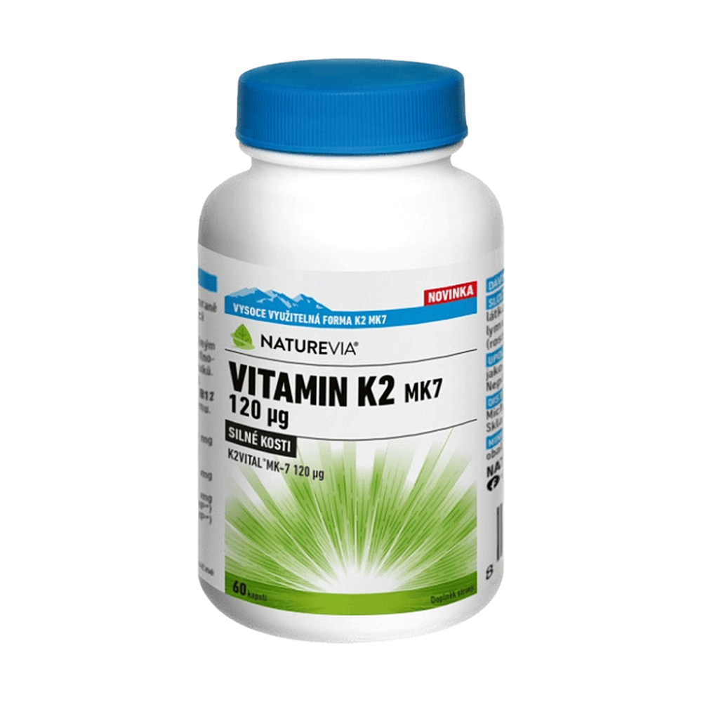 NatureVia Vitamin K2 MK7 120mcg 60 kapslí