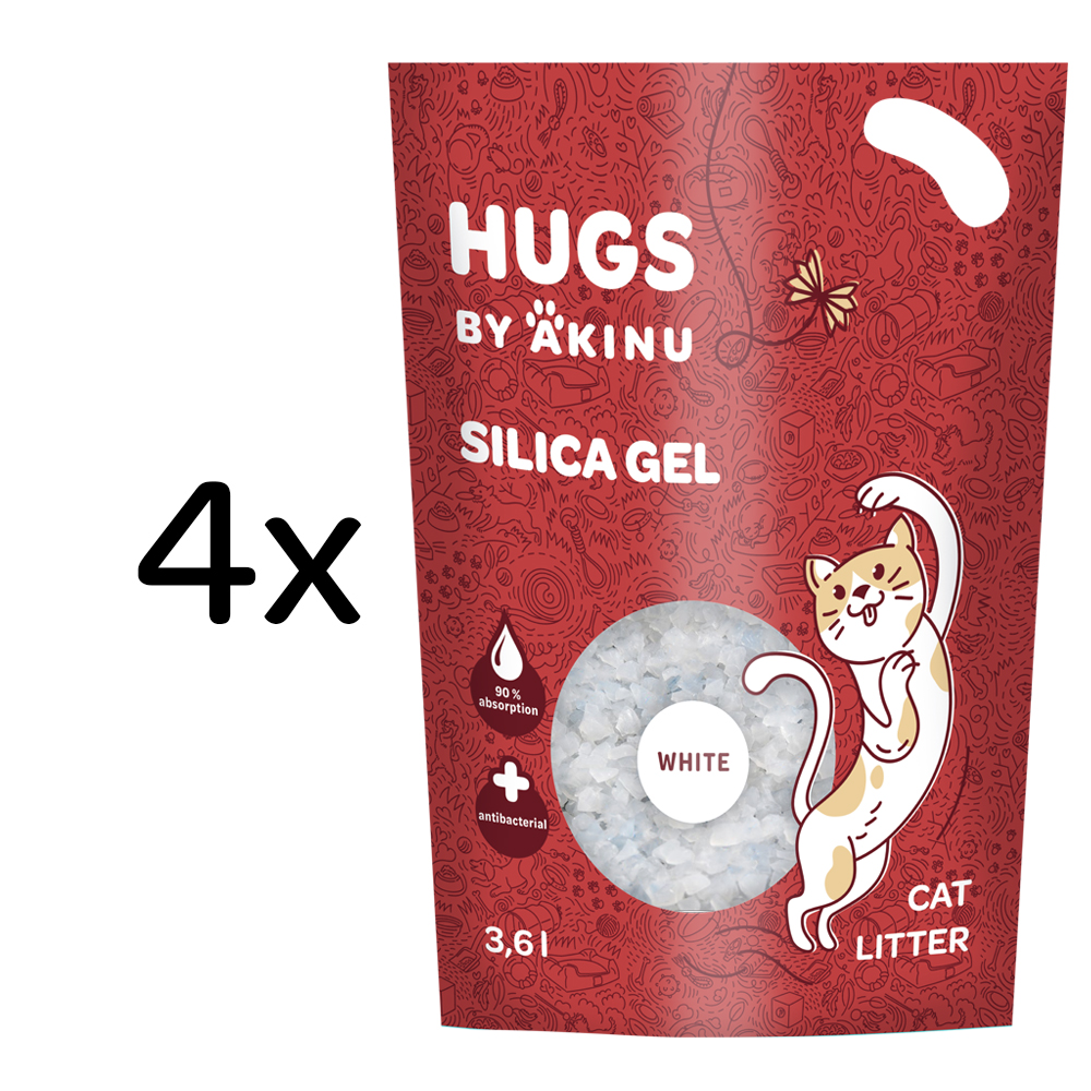 Akinu HUGS by Silika gel bílý stelivo pro kočky 3,6 l MTP 4 ks
