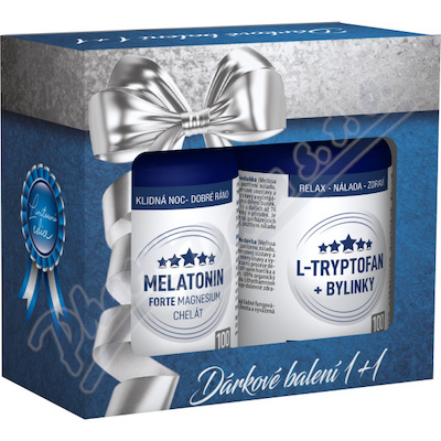 Clinical Melatonin Forte Magnesium chelát + L-Tryptofan + bylinky 100 tablet + 100 tobolek dárkové balení