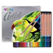 Colorino Pastelky Artist 24 ks, dřevěné, kulaté v kovovém boxu