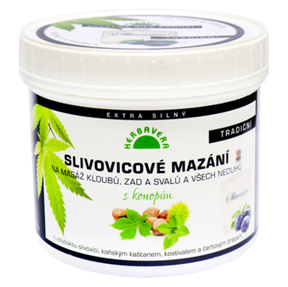 HERBAVERA Slivovicové mazání s konopím 500 ml