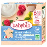 BABYBIO Svačinka z kozího BIO mléka s jablkem a malinami 6m+ 4 x 85 g