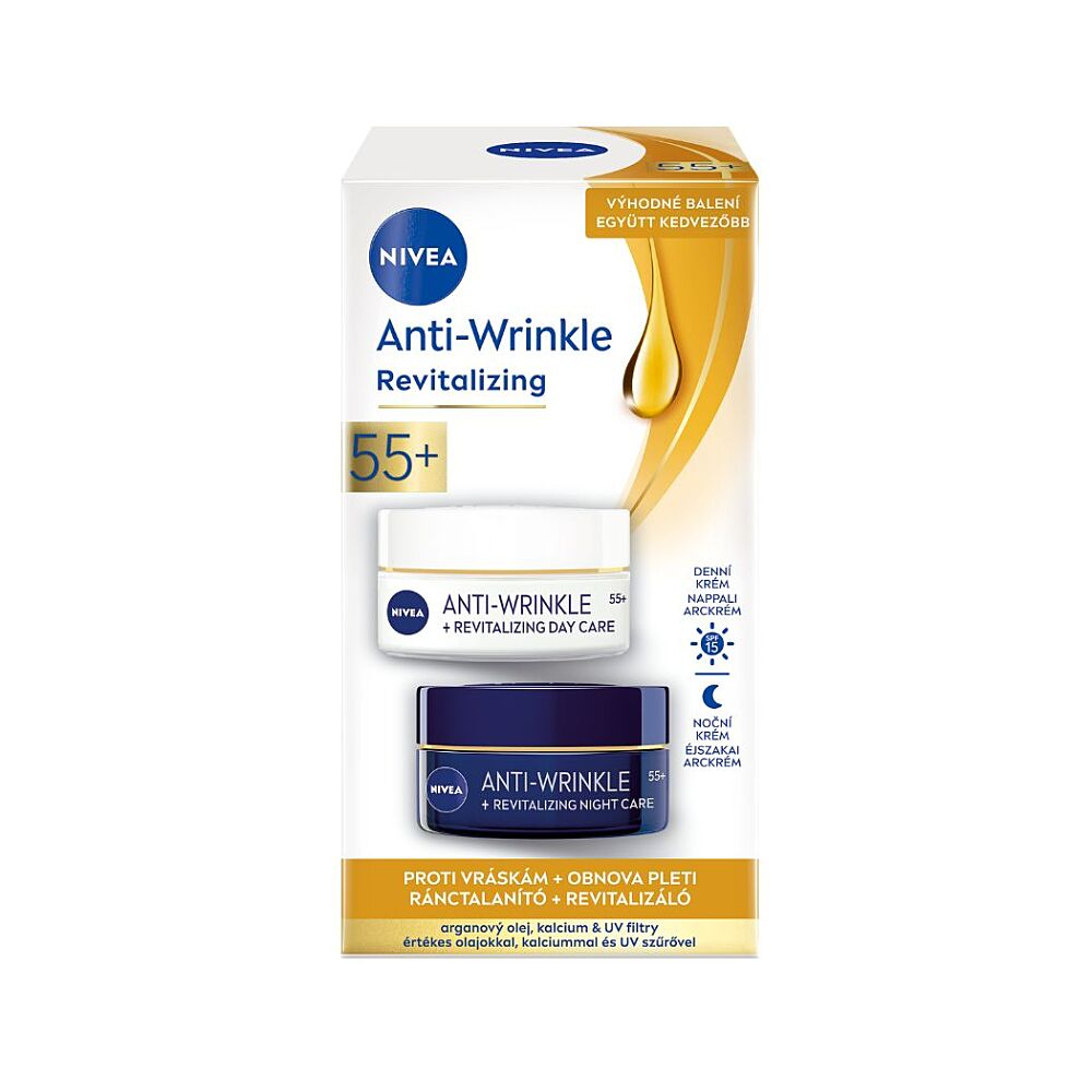 NIVEA Obnovující denní a noční krém proti vráskám 55+ 2x 50 ml