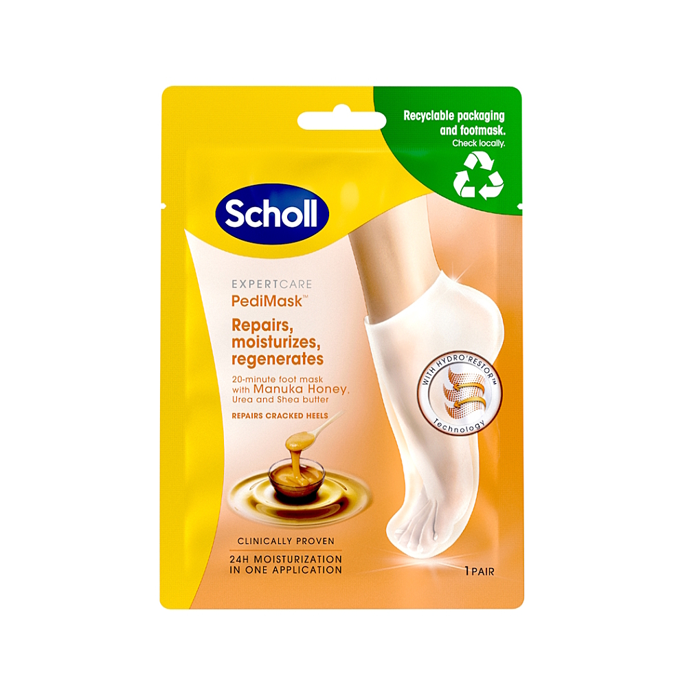 SCHOLL PediMask vyživující maska na chodidla s bambuckým máslem 1 pár