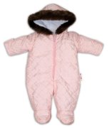 Baby Nellys Kombinéza s kapucí a kožíškem ®prošívaná - sv. růžová vel.  68