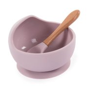 Bo Jungle silikonová miska s přísavkou a lžičkou Pastel Pink