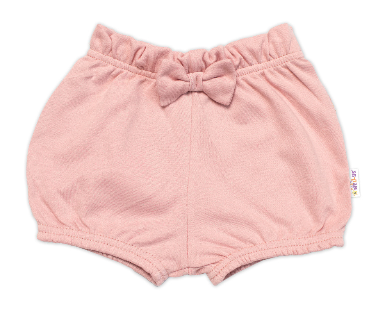 Baby Nellys Kraťásky s mašličkou , bavlna, pudrové, vel. 86 vel.  86