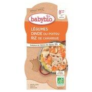 BABYBIO Zelenina s krůtím masem a rýží 2x200 g