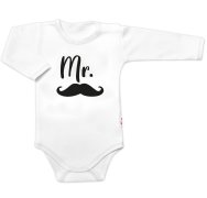 Baby Nellys Body dl. rukáv Mr., bavlna  bílo/černé vel.  62