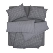 SCANquilt povlečení KLASIK kostka+proužek šedá 140 x 200/70 x 90 cm