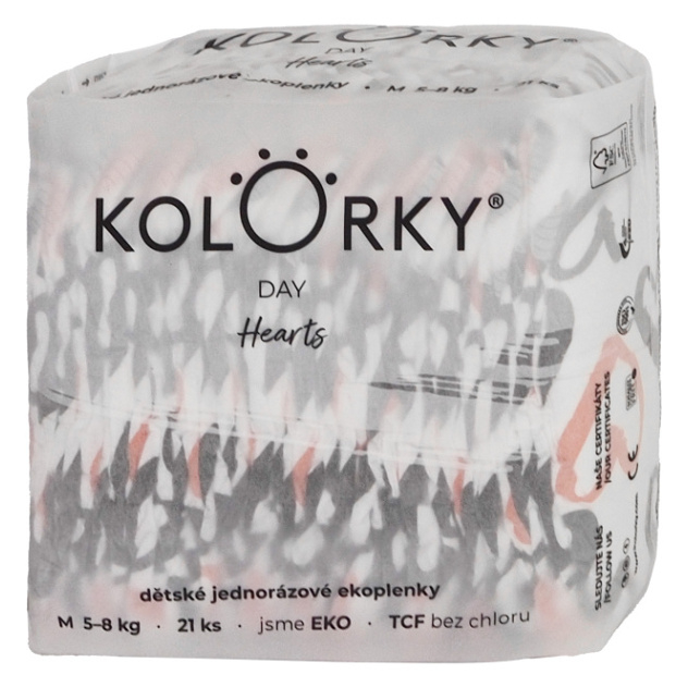 KOLORKY DAY Jednorázové EKO plenky srdce M (5-8 kg) 21 kusů