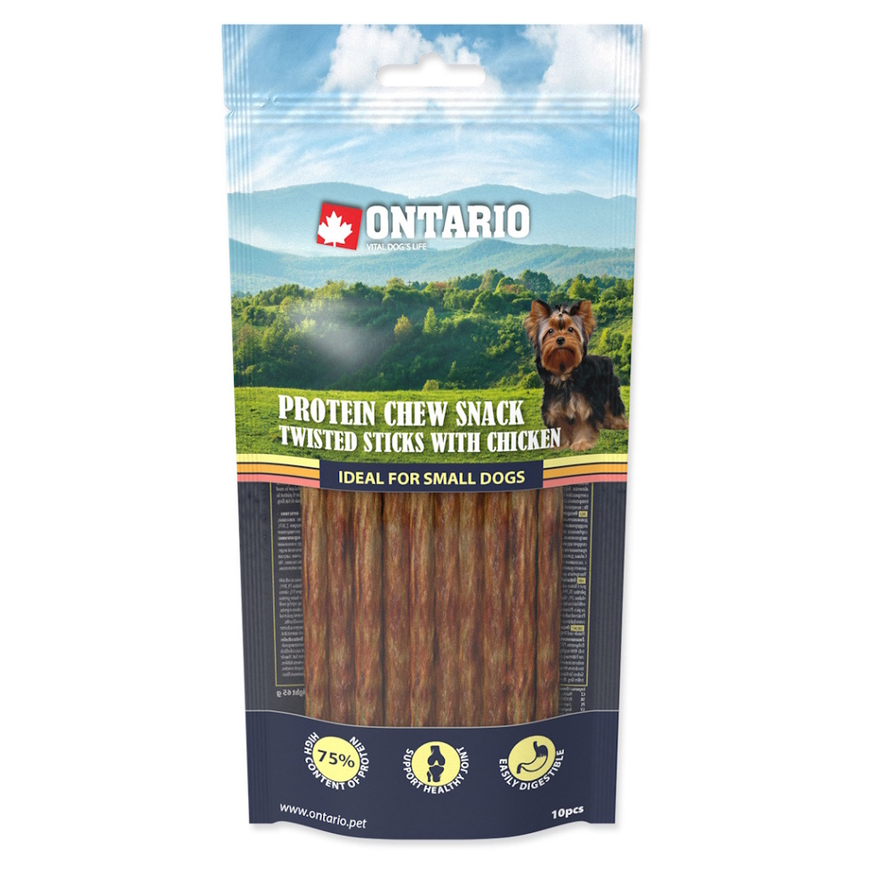 ONTARIO Žvýkací kroucená tyčinak Protein kuře 12,7 cm 10 ks