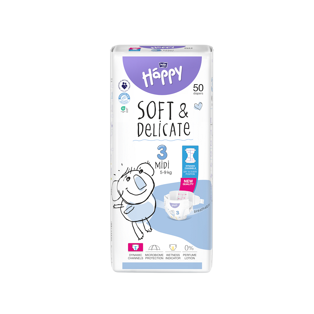 BELLA HAPPY Baby midi 5 - 9 kg 50 kusů