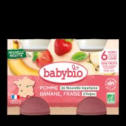 Babybio Jablko, banán a jahody 2x130 g