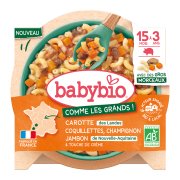 BABYBIO Těstoviny coquillettes s mrkví, žampiony, šunkou 200 g