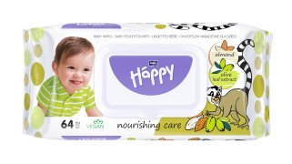 Happy Baby čistící ubrousky 64 ks mandle a olivy
