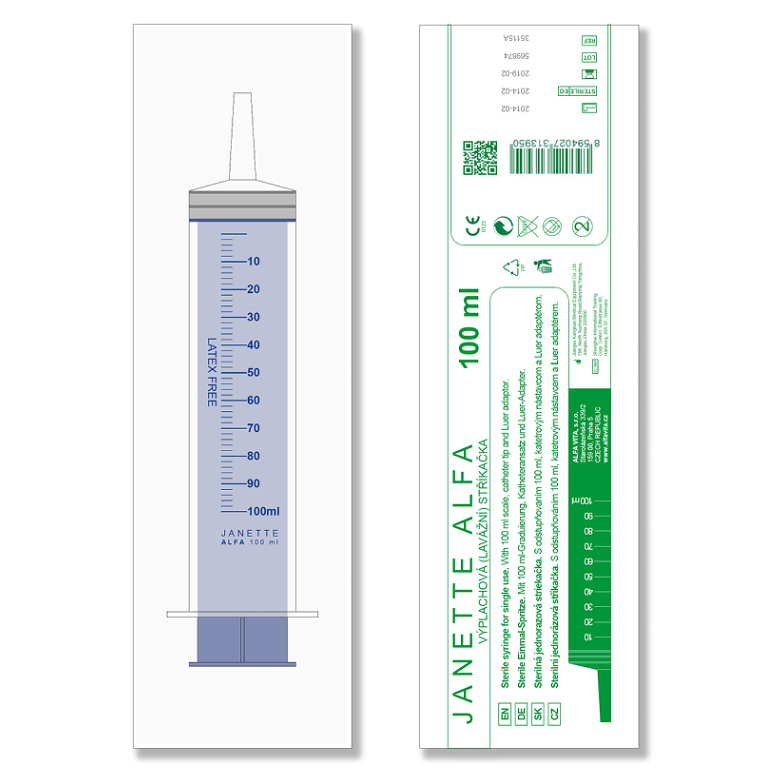 JANETTE ALFA stříkačka lavážní sterilní 100ml