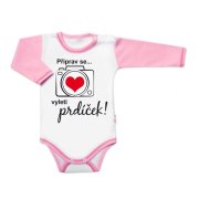 Baby Nellys Body dl. rukáv - Připrav se..vyletí prdíček,vel.80