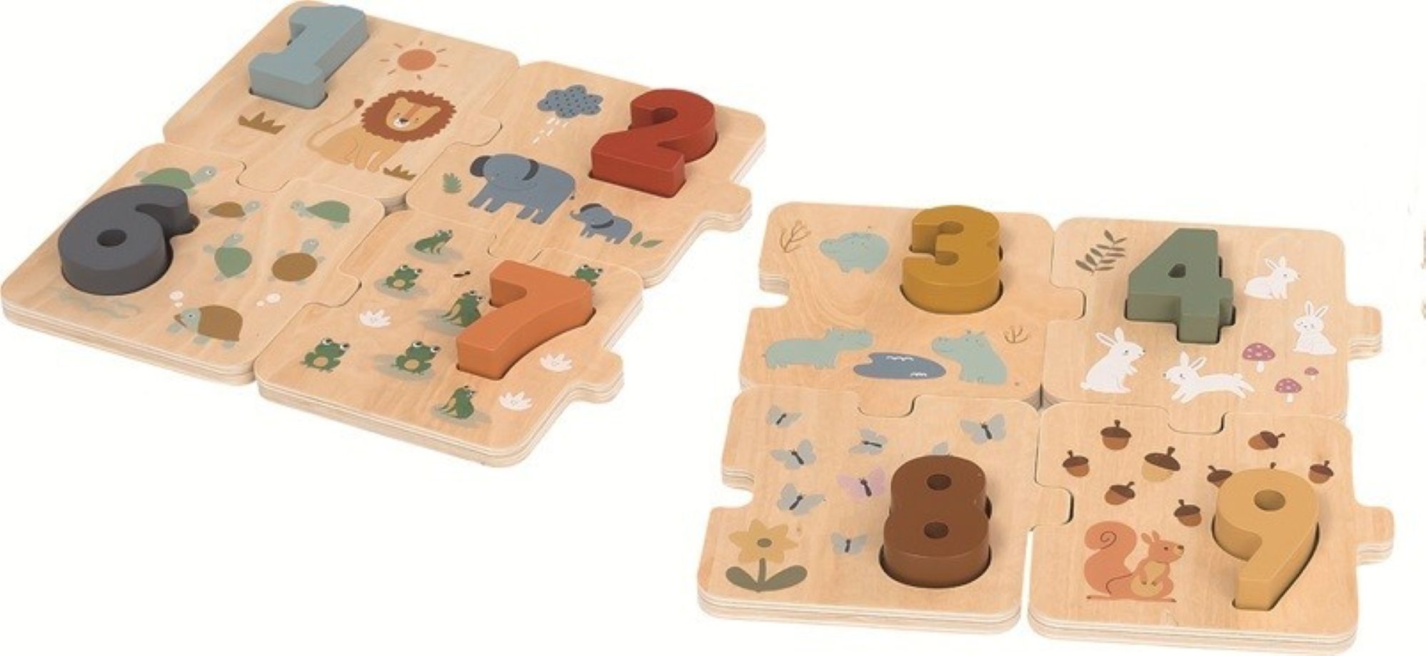 2Kids Toys Dřevěné Puzzle Počítání se zvířátky, 20 dílů