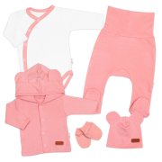 Baby Nellys 5D Bavlněná souprava pro miminko do porodnice Nature, růžová,62