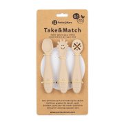 Petite&Mars Set 3 ks silikonových tréninkových lžiček Take&Match Desert Sand 6m+