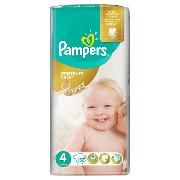 Pampers Premium Care 4 Plenky 9-14 kg 52 ks