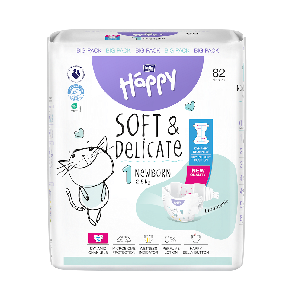 BELLA HAPPY Baby new born 2 - 5 kg 82 kusů