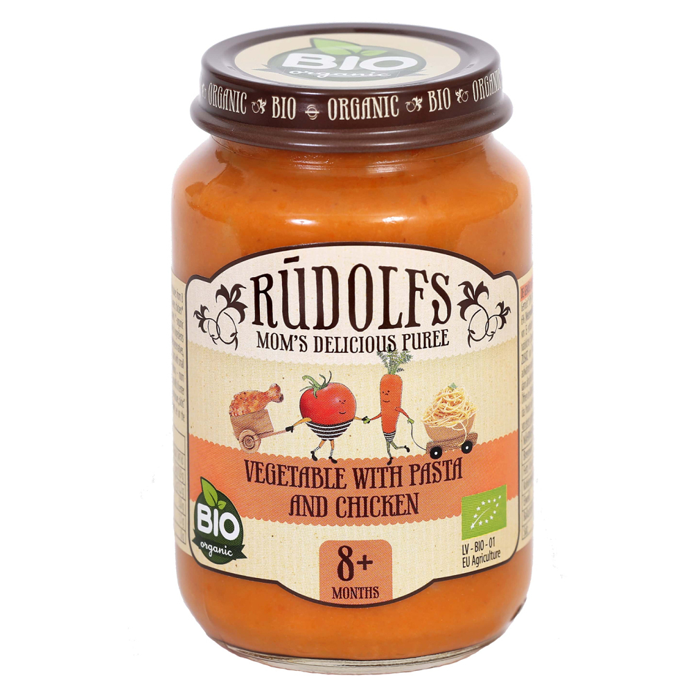 Rudolfs Zelenina, těstoviny, kuřecí maso BIO 190g 8m+