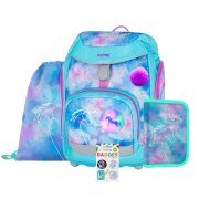 Oxybag OXY SHERPY - školní set Unicorn 4 ks: batoh, penál, sáček, placky batoh, penál, sáček